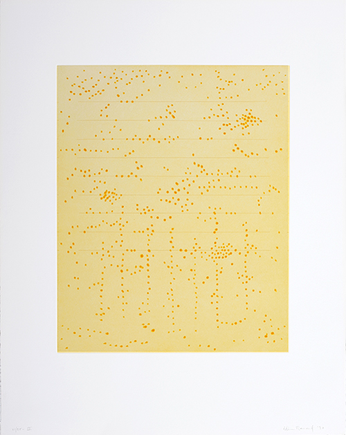 Letters to earth, a drypoint by Edda Renouf