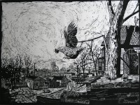 Ganymede, a woodcut by Watie White