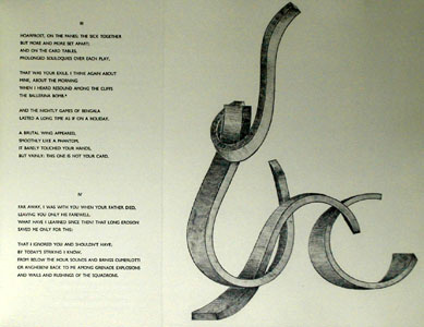 A page from Motets by Eugenio Montale. Bilingual Edition. Translation by Raphael Fodde and artwork by Virginio Ferrari. 8 etchings