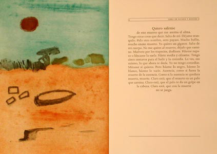 A page from Payasos y bufones by G.Brasca and artwork by Rita Gall�. 5 Acquatint etchings
